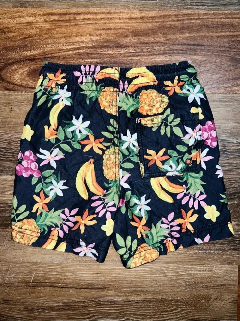 Lot of 2 Old Navy Boys Above Knee Printed Pineapple Swim Trunks, Size S (6-7)